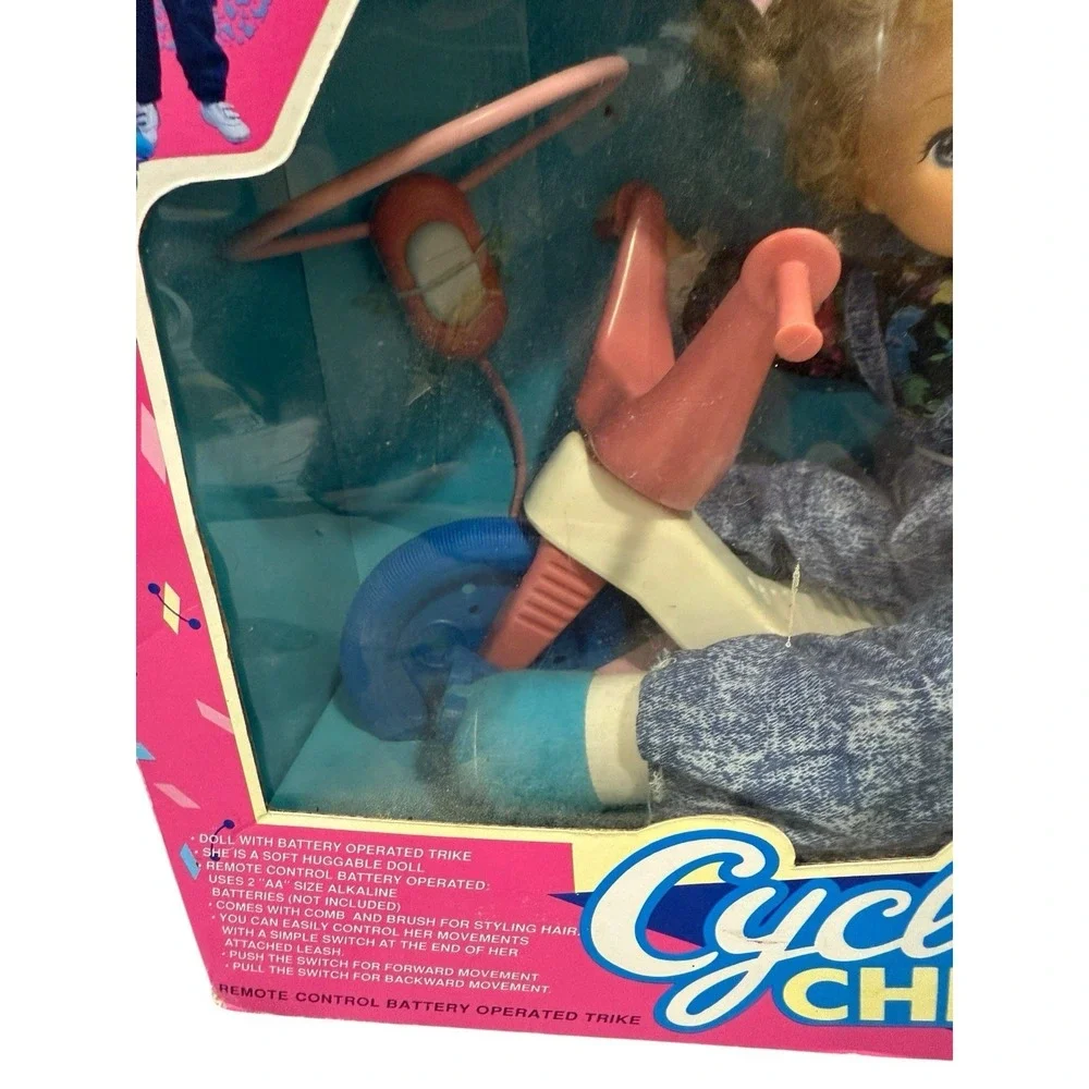 Vintage 1990 Cititoy Cycling Chrissie Remote Control‎ Doll On Tricycle New